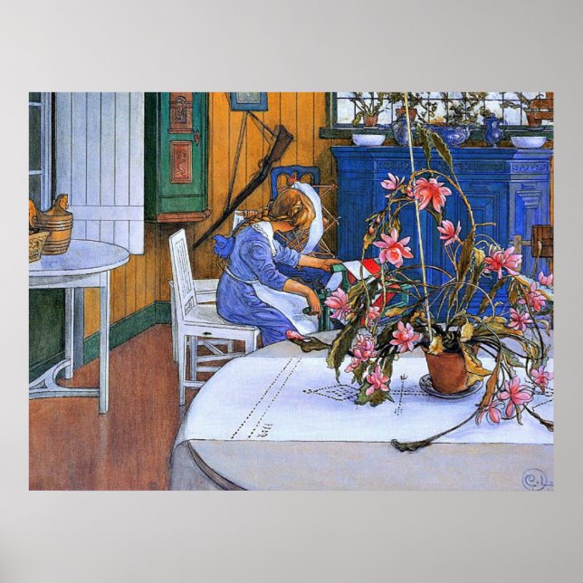 Larsson - Inneres mit Kaktus Poster (Vorne)