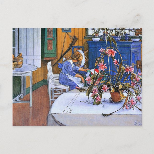 Larsson - Inneres mit Kaktus Postkarte (Vorderseite)