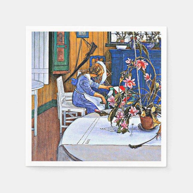 Larsson: Inneres mit Kaktus Serviette (Vorderseite)