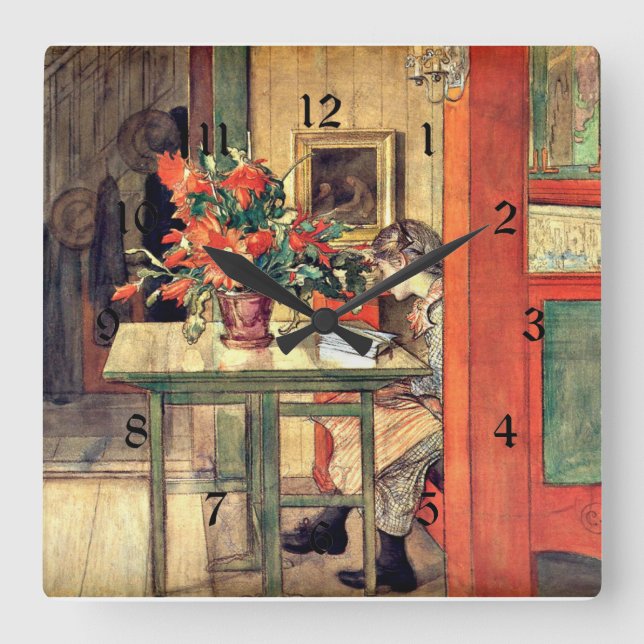 Larsson - Lisbeth Reading Quadratische Wanduhr (Vorderseite)
