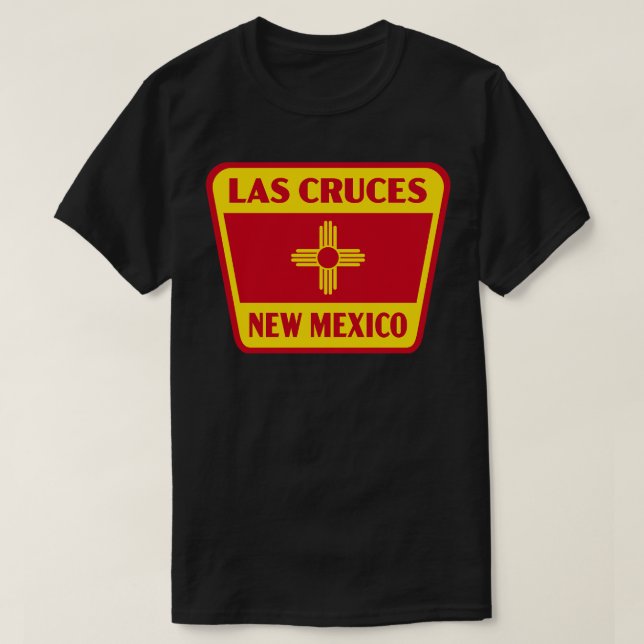 Las Cruces New Mexico Retro Flag Abzeichen Gelb T-Shirt (Design vorne)