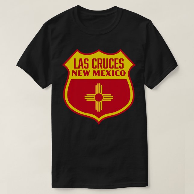 Las Cruces New Mexico Retro Flag Schild gelb T-Shirt (Design vorne)