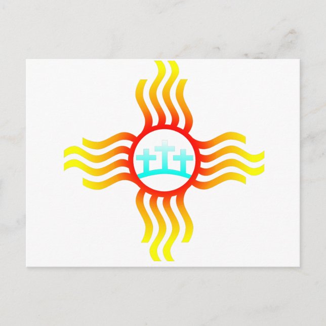 Las Cruces New Mexico Zia mit drei Kreuzen Postkarte (Vorderseite)