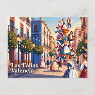 Las Fallas Valencia Spanien Postkarte