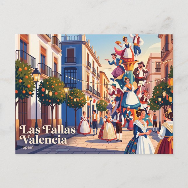 Las Fallas Valencia Spanien Postkarte (Vorderseite)