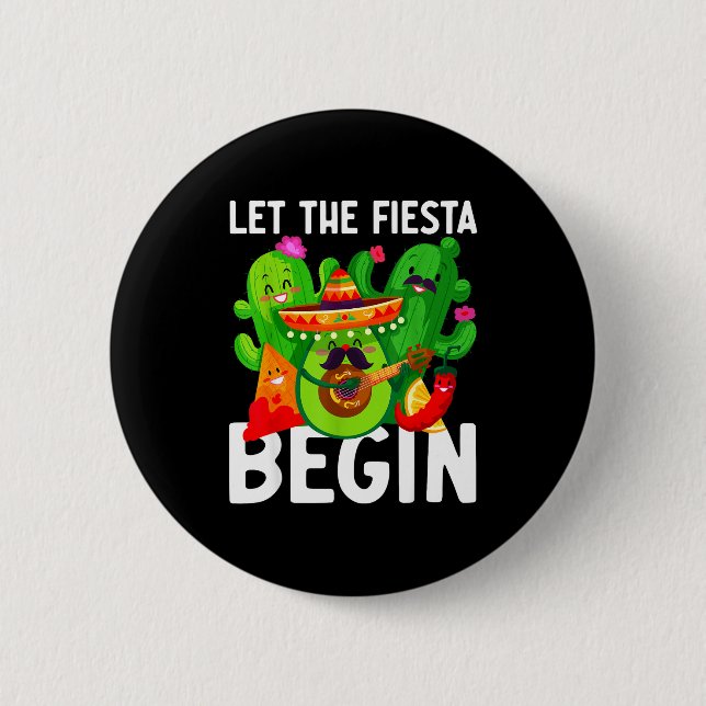 Las Fiestas können beginnen lustig cinco de mayo m Button (Vorderseite)