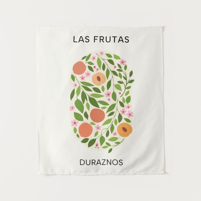 Las Frutas: Duraznos - Pfirsichmarkt Wandteppich (Vorderseite)