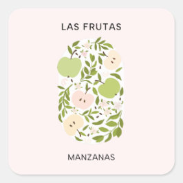 Las Frutas: Manzanas - Apfelmarkt Quadratischer Aufkleber