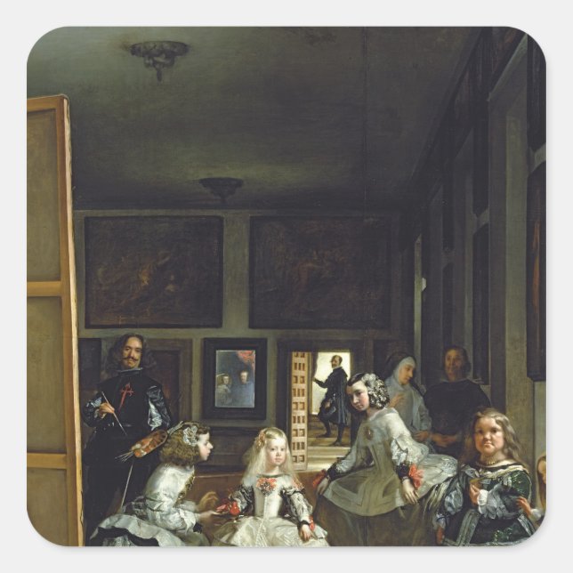 Las Meninas, Familie Philip IV, c.1656 2 Quadratischer Aufkleber (Vorderseite)