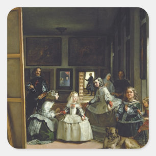 Las Meninas, Familie Philip IV, c.1656 Quadratischer Aufkleber