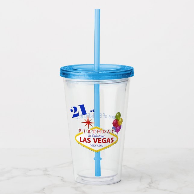 Las Vegas 21. Geburtstag Acrylic Tumbler Acryltrinkbecher (Vorderseite)