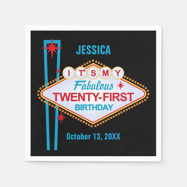 Las Vegas 21. Geburtstag Serviette (Vorderseite)