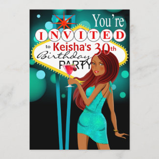 Las Vegas 30. Geburtstag Party aquamarin Einladung