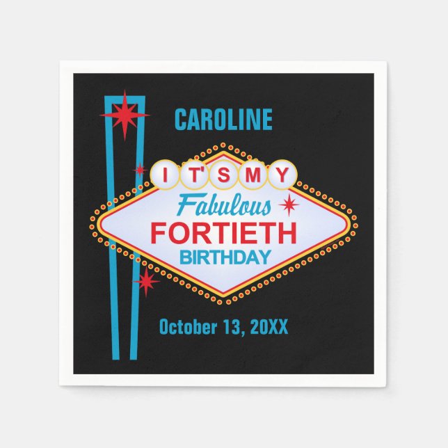 Las Vegas 40. Geburtstag Serviette (Vorderseite)