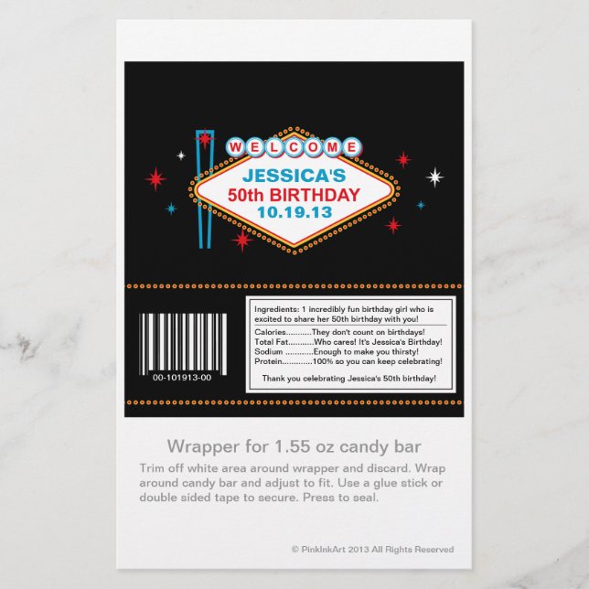 Las Vegas 50. Geburtstag Candy Wrapper (Vorderseite)