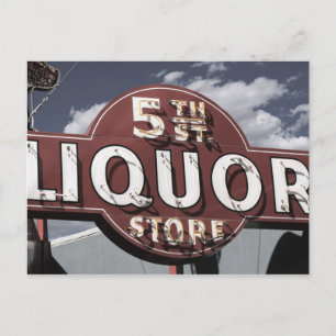 Las Vegas 5th St. Liquor Retro Neon Schild Postkar Postkarte