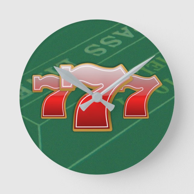 Las Vegas 777 Slot Machine Jackpot Runde Wanduhr (Vorderseite)