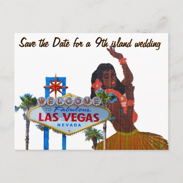 Las Vegas 9. Insel Hochzeit Einladung (Vorderseite)