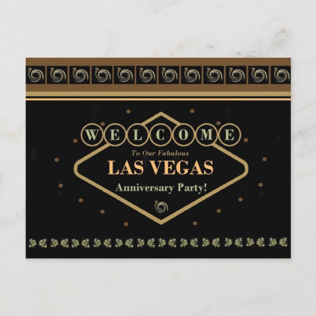 Las Vegas Anniversary Partys Postcard Einladungspostkarte (Vorderseite)