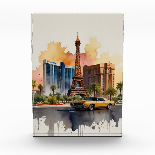 Las Vegas Aquarellkunst Fotoblock (Vorderseite)