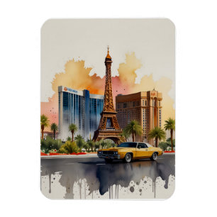 Las Vegas Aquarellkunst Magnet