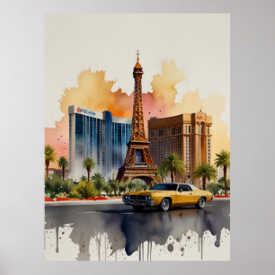 Las Vegas Aquarellkunst Poster