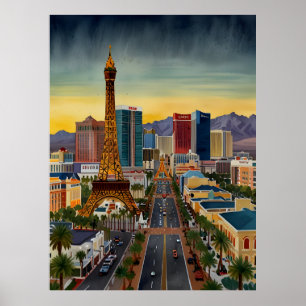 Las Vegas Aquarellkunst Poster