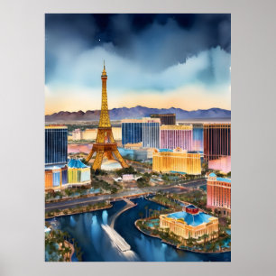 Las Vegas Aquarellkunst Poster