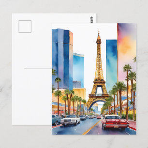 Las Vegas Aquarellkunst Postkarte