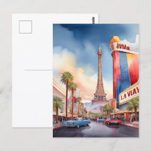Las Vegas Aquarellkunst Postkarte