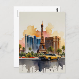 Las Vegas Aquarellkunst Postkarte