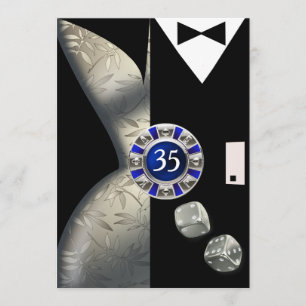 Las Vegas Art Deco 35. Geburtstag Silberschwarz Einladung
