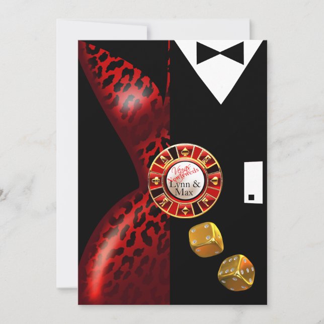 Las Vegas Art Deco Hochzeitsempfang | Rot schwarz Einladung (Vorderseite)