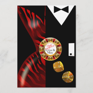 Las Vegas Art Deco Hochzeitsempfang   roter Zebra Einladung