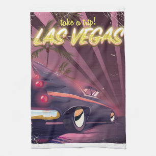 Las Vegas Auto Vintage-Reiseposter. Geschirrtuch