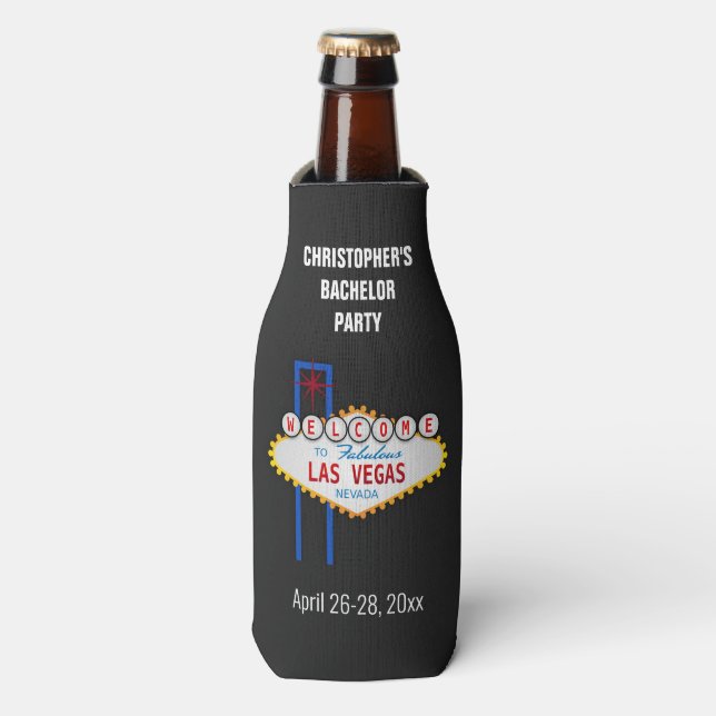 Las Vegas Bachelor Party Trip Gefallen Flaschenkühler (Flaschenvorderseite)