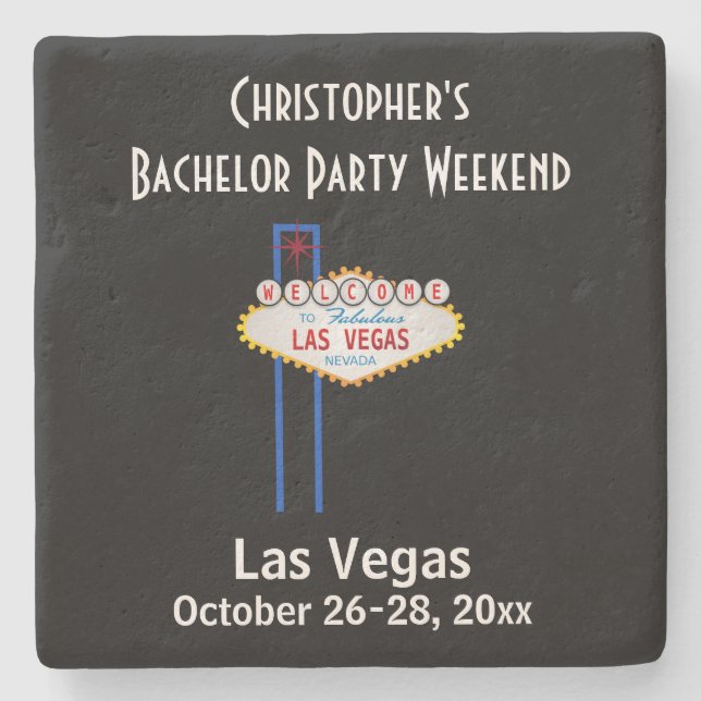 Las Vegas Bachelor Party Typ Wochenendausflug Steinuntersetzer (Vorderseite)