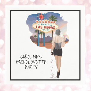 Las Vegas Bachelorette Black Hair Bride Serviette