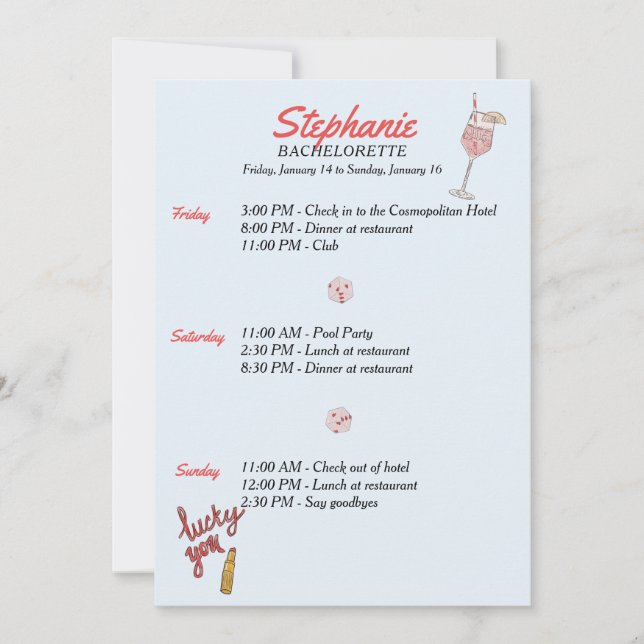 Las Vegas Bachelorette Einladung (Vorderseite)