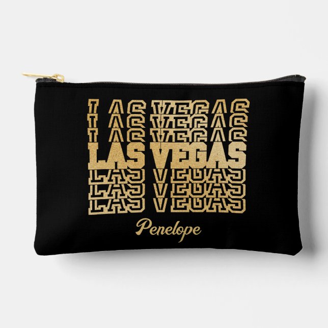 Las Vegas Bachelorette Favor Glamour Gold Zubehörtasche (Vorderseite)