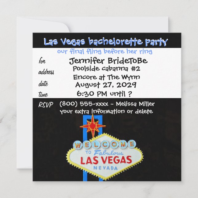 Las Vegas Bachelorette Final Flat Einladung (Vorderseite)