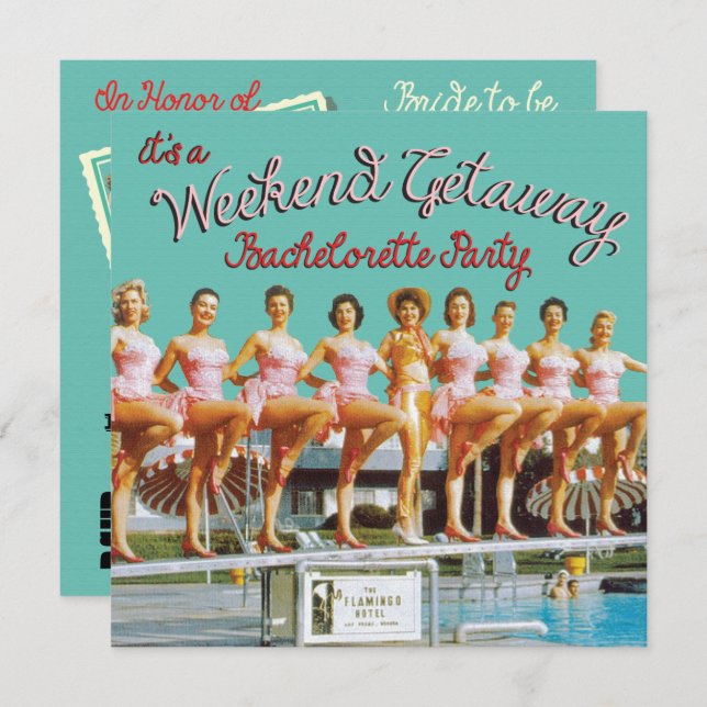 Las Vegas Bachelorette Wochenende Einladung (Vorne/Hinten)