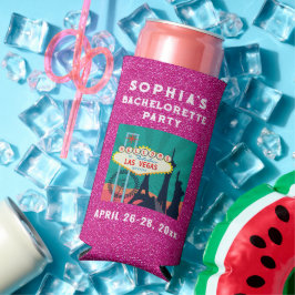 Las Vegas Bacherolette Gastgeschenk Rosa Glitzer Selters Dosenkühler