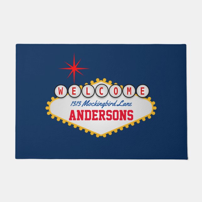 Las Vegas Begrüßung Unterschreiben Sie Ihren Text  Fußmatte (Vorderseite)