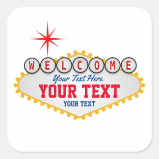 Las Vegas Begrüßung Unterschreiben Sie Ihren Text Quadratischer Aufkleber