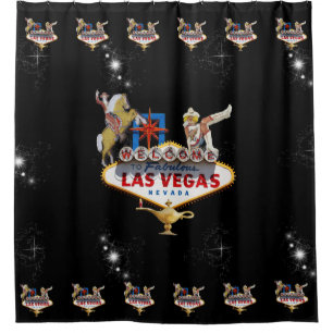 Las Vegas Begrüßungszeichen auf Starry Background Duschvorhang