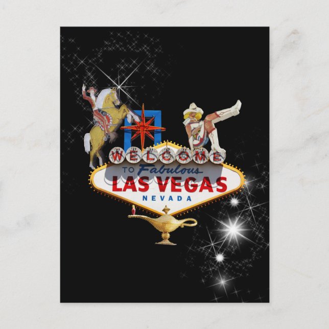 Las Vegas Begrüßungszeichen auf Starry Background Postkarte (Vorderseite)