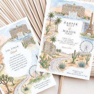 Las Vegas Bellagio Springbrunnen Eiffelturm Hochze Einladung