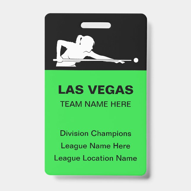 Las Vegas Billard-Themen Großformat Team-Namenssch Ausweis (Vorderseite)