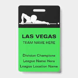 Las Vegas Billiards Theme Bulk Team Name Badges Ausweis